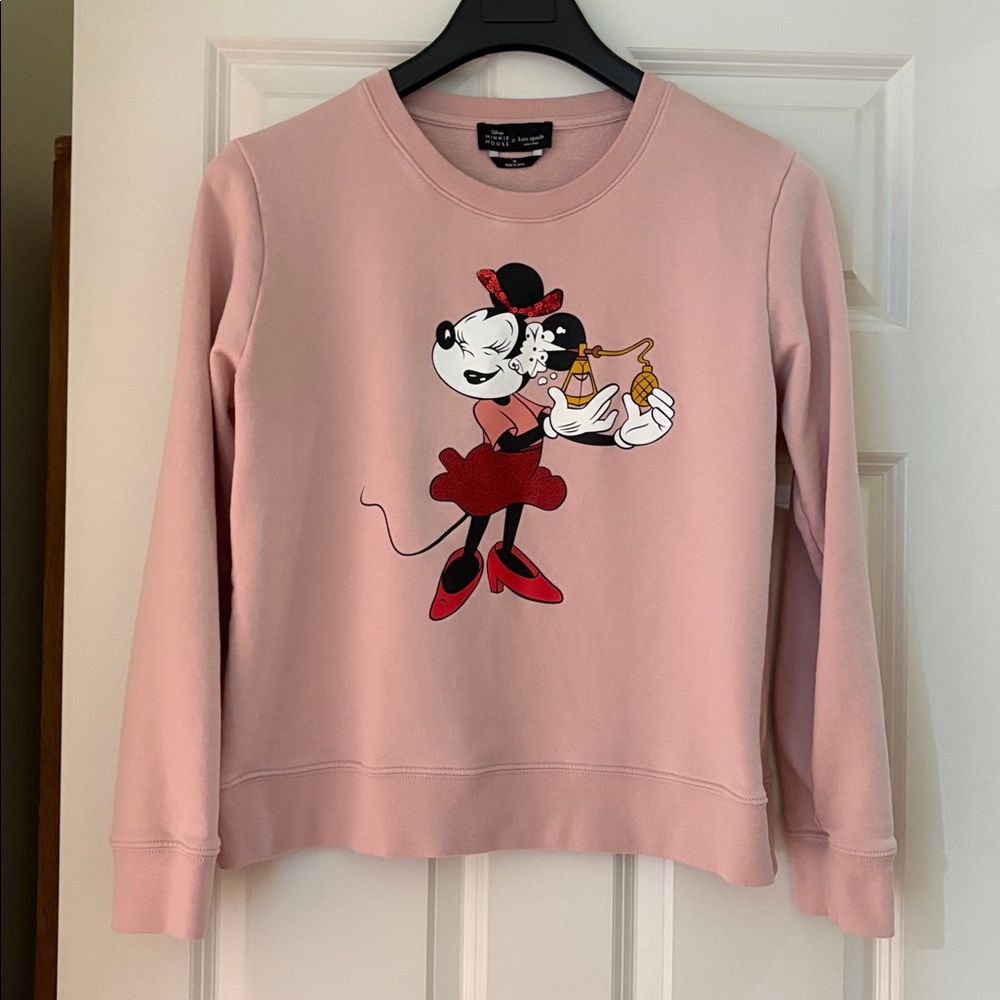 Disney x Kate Spade Women's Light Pink Minnie Mouse Crew Neck Sweatshirt Size M